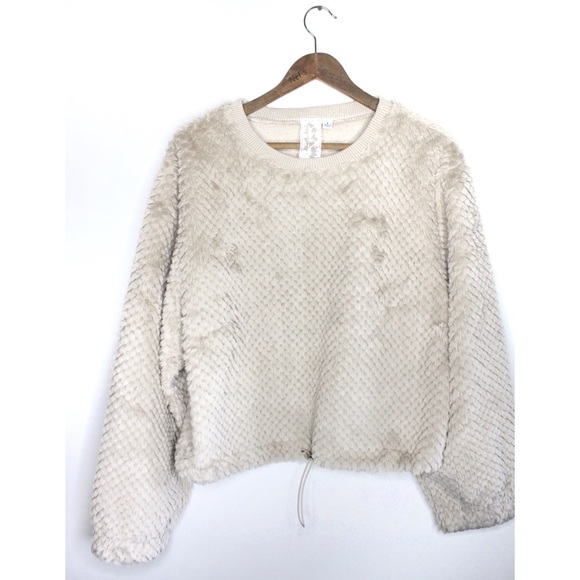 Sadie & Sage NWOT Longing Days Cropped Textured Balloon Sleeve Sweater Top Large - Picture 2 of 8